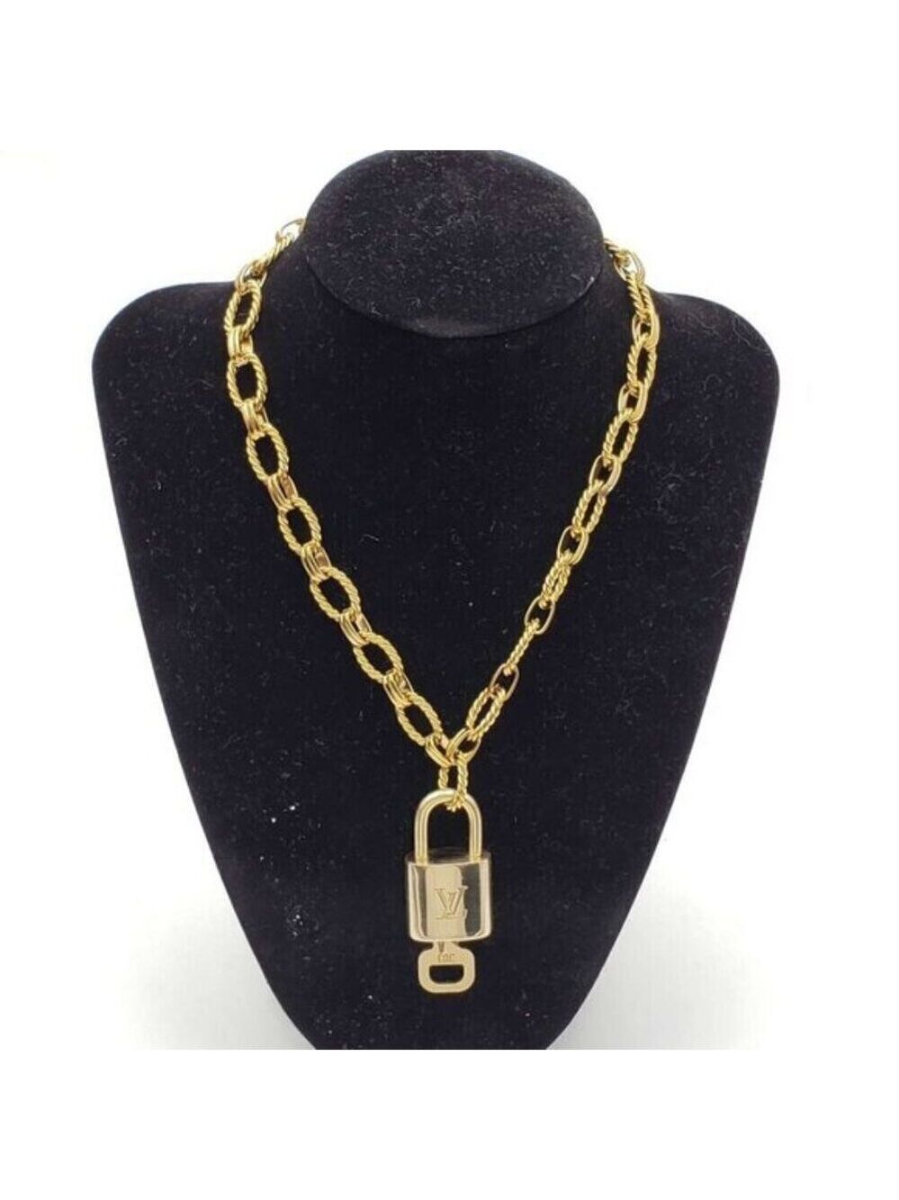 Gold-Plated Necklace with Authentic Louis Vuitton Padlock